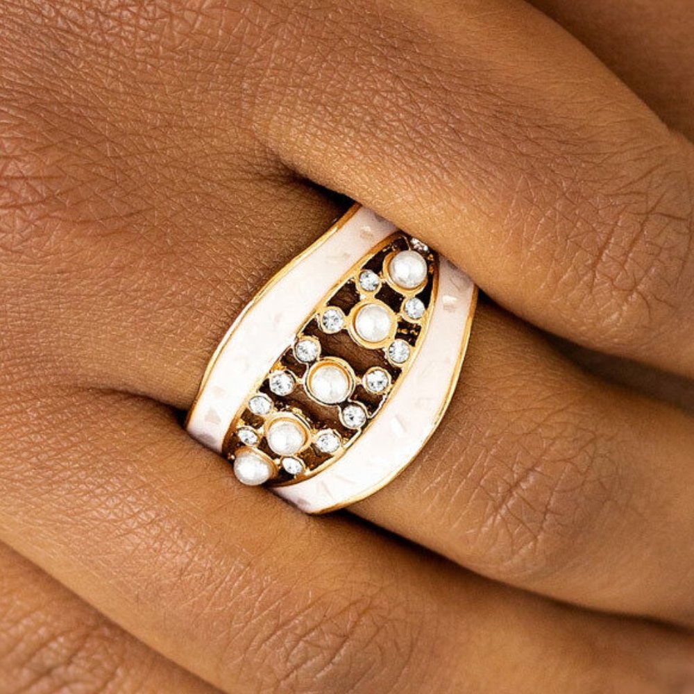 Paparazzi Royal Treasury White Ring - Picture 2 of 2